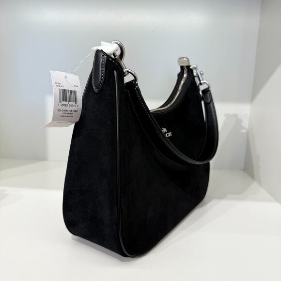 COACH Teri Hobo Bag With Cherry Charm CCZ88 suede/Silver/Black - Picture 5 of 12